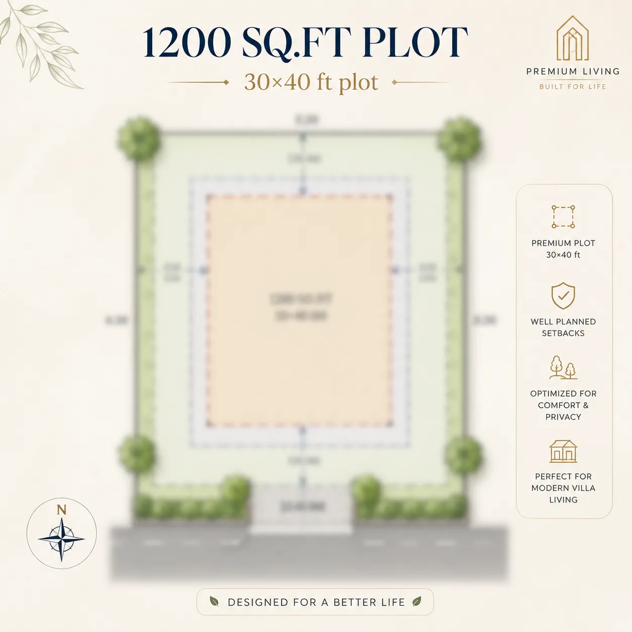 1,200 sq.ft (30x40) plot layout