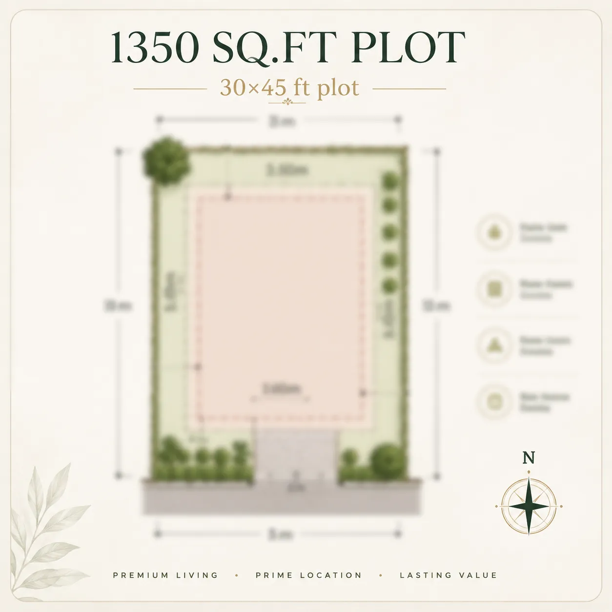 1,350 sq.ft (30x45) plot layout