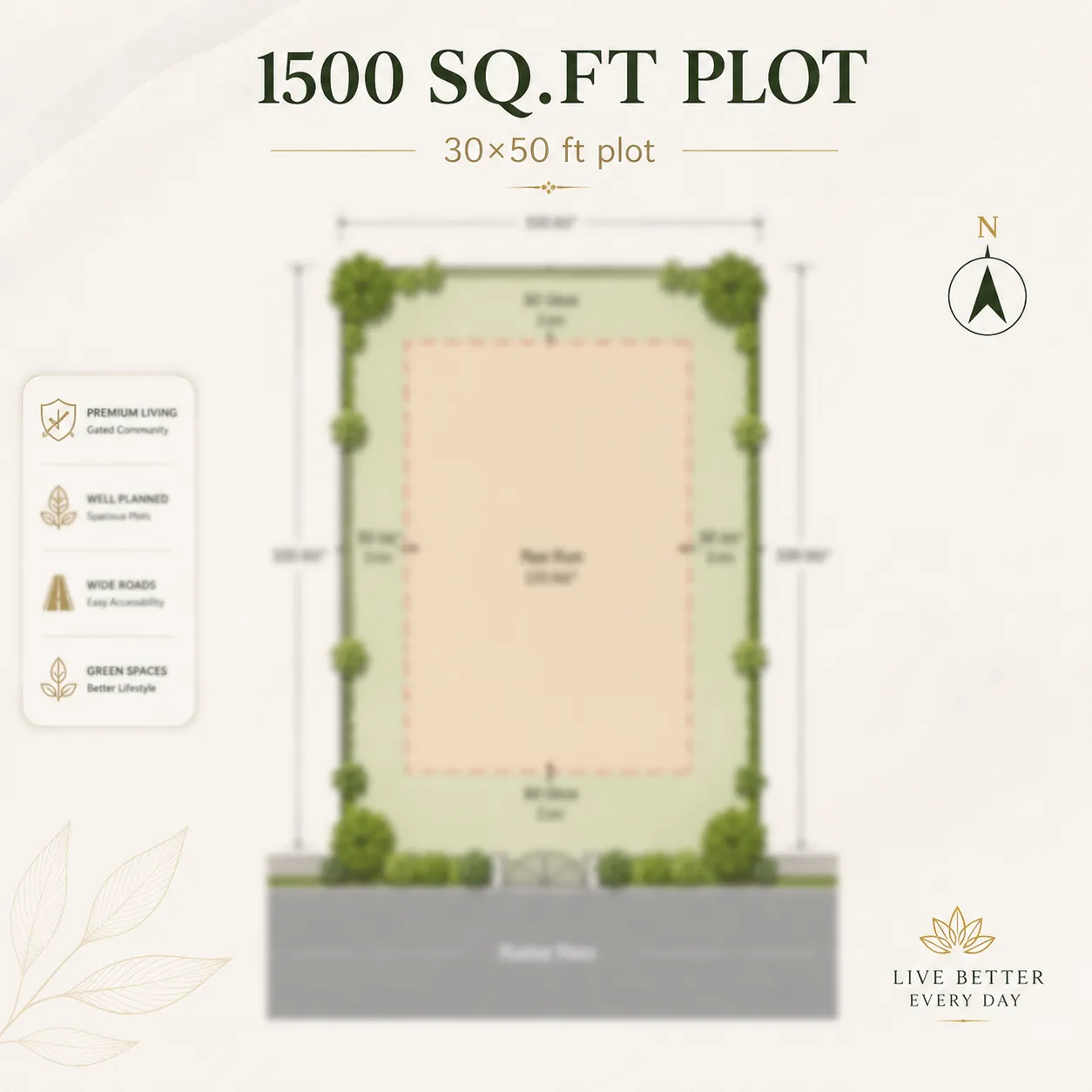1,500 sq.ft (30x50) plot layout